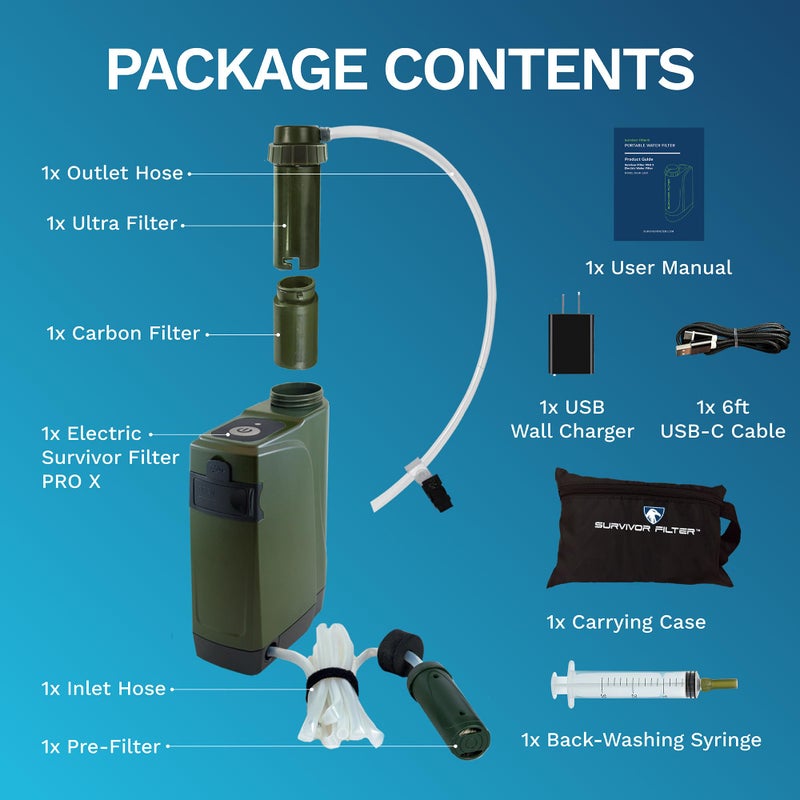 Survivor Filter PRO X - Electric Portable Camping Water Filter - Filters Bacteria, Parasite, Viral - Image 4